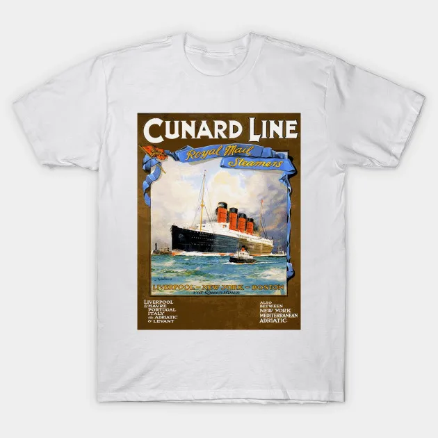Мужская футболка Cunard Line Royal Mail Steamers винтажный дизайн плаката для путешествий от