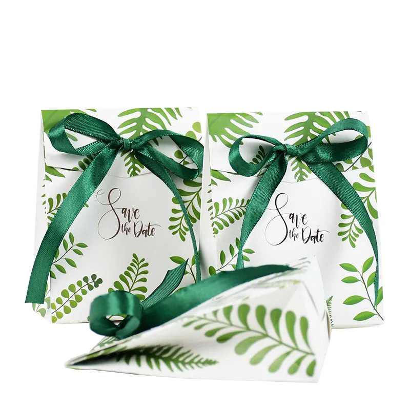 

10pcs Party Candy Box Creative Green Monstera Leaves Paper Boxes Wedding Birthday Party Favor Chocolate Gift Packaging Supplies7