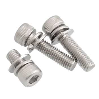 

20Set/lot Allen Bolt M3 Hex Bolt Set with Flat Spring Washer Hex Socket Cap Screws 304 Stainless Steel 12mm 16mm 20mm 25mm 30mm