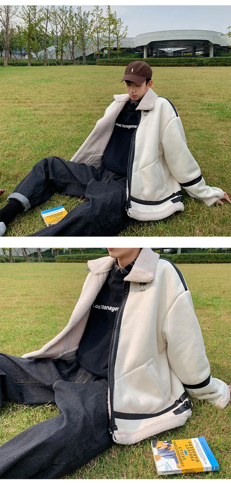 New Large Size Winter Simple Popular Men's Loose Korean Version Of The Wild Lamb Fur Deer Skinny Casual Coat