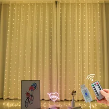 

Suchme LED Copper Wire Curtain Light Background Wall Fairy Bedroom Color Bulb USB Remote Control Dimming Decoration Christmas 50