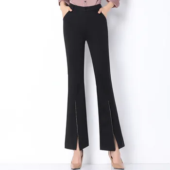 

Slit Bell-bottom Pants 2020 Autumn New Style Zipper Outer Wear Korean-style Fashion High-waisted Elasticity Slim Fit Slimming we