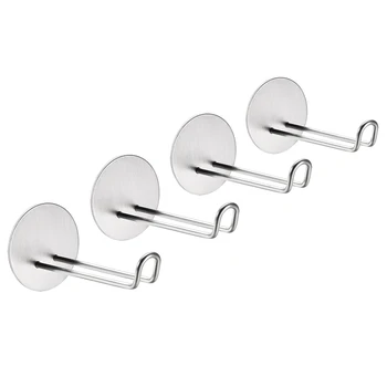 

uxcell 4pcs 60mmx120mm Adhesive Hooks Wall Hooks Stainless Steel Hanger for Kitchen Bags Towel Coat