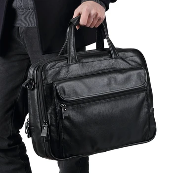 

Men's 15.6 Inch Laptop Shoulder Bag A4 Bag Large Men Leather Handbags Male Genuine Leather Business Travel Briefcases Bag