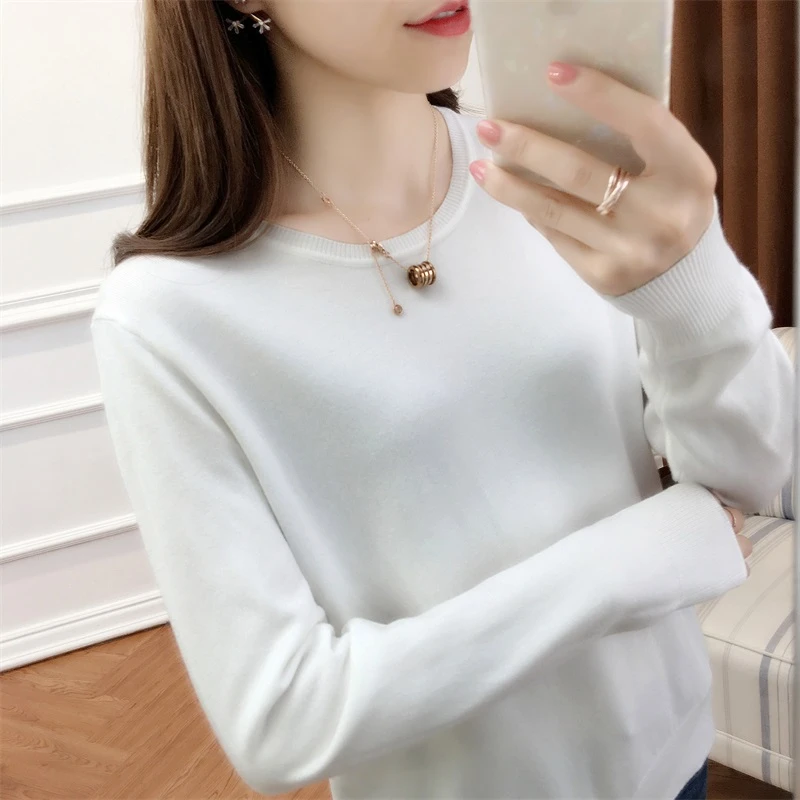 

Autumn Winter Black Knit Sweater Women 2019 Knitted Thin Jumper Ladies O Neck Korean Style Winter Clothes Colorful Pullovers