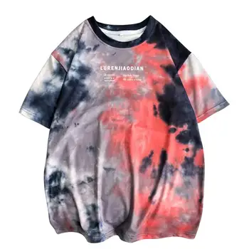 

MISSKY Summer Man Woman tshirt Short-sleeved and Round Neck T-shirts Tie-dye Loose Tops Loose Costume Female Male Tops