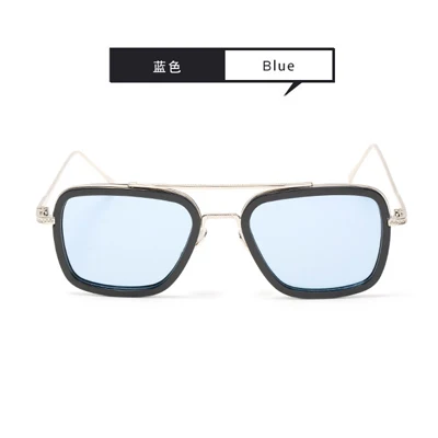Lentes Tony Stark поляризованные солнцезащитные очки мужские градиентные брендовые дизайнерские ретро винтажные квадратные железные мужские очки 66218-1 - Цвет линз: Blue
