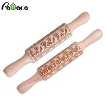 Рельефная Скалка-Хэллоуин тиснение деревянная скалка для выпечки, легкая деревянная тисненая скалка для печенья