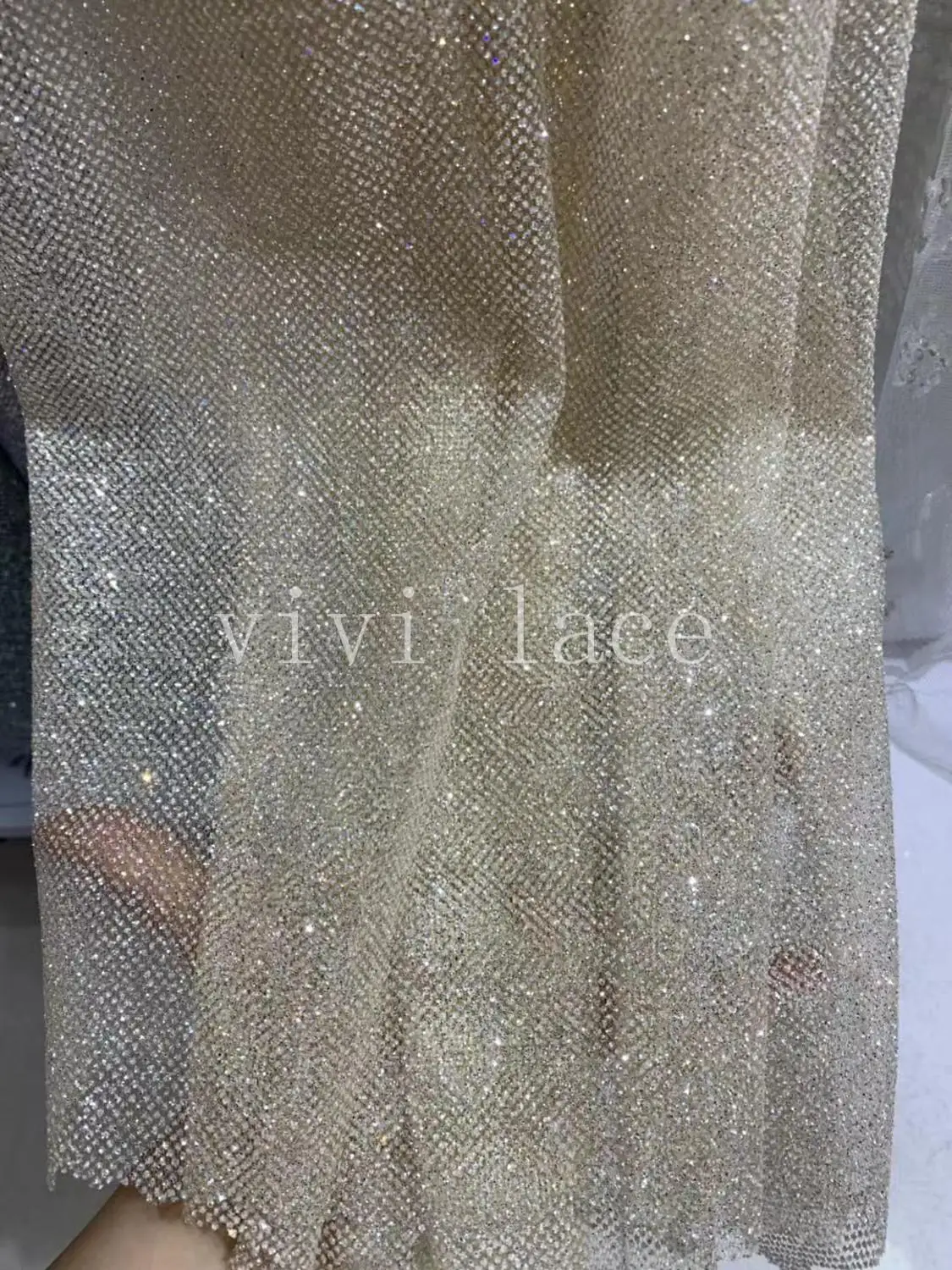 Hh015#5 ярдов/партия серебряный блеск легкий кремовый цвет сетка Роскошная клееная сетка, фатин, кружева для распиловки свадебное платье/вечерние
