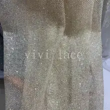 Hh015#5 ярдов/партия серебряный блеск легкий кремовый цвет сетка Роскошная клееная сетка, фатин, кружева для распиловки свадебное платье/вечерние