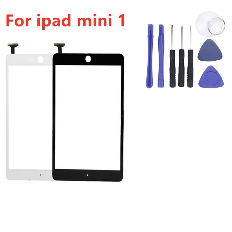 

Black And White Touch Screen For iPad mini 1 Touch Digitizer Glass No Home Button No IC For iPad Sensor Parts With Assemble Tool