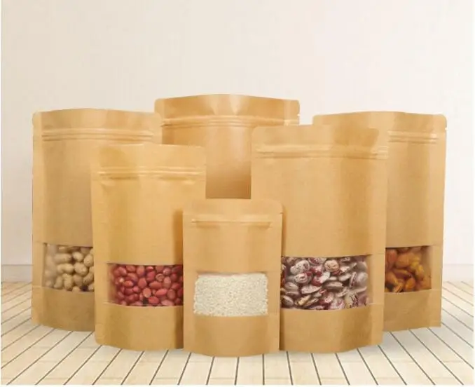 100pcs/lot Standup Greaseproof Craft Paper Gift Bags Food Kraft Packaging For Cookies | Дом и сад