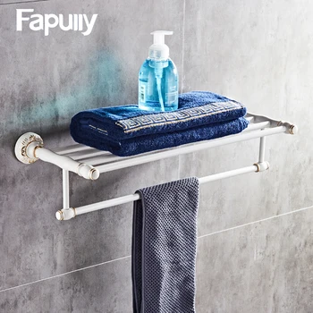 

Fapully White Bathroom Towel Rack High Quality Aluminum Wall Mounted Shower Rack Double Towel Rack Bathroom Shelves G128-01W