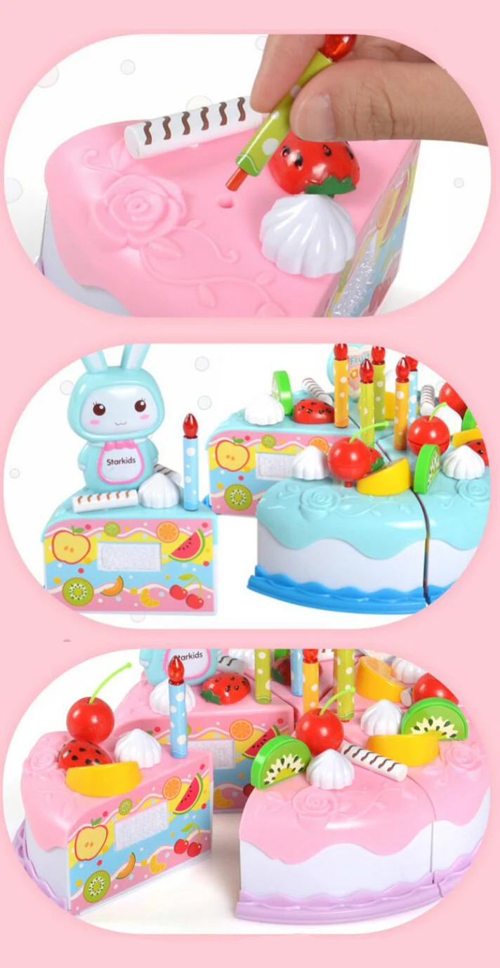 37 шт. Protend Play Fruit Cuting игрушка на день рождения DIY кухонные игрушки торт еда мальчики девочки подарок для детей Развивающие детские ZXH