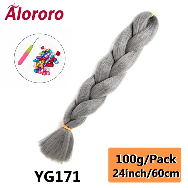 Jumbo Braid Hair Extensions Green Synthetic Braiding Hair 24 Inch Afro Blue Pink Purple Blonde Ombre Hair for Braids Alororo 24inches-YG171