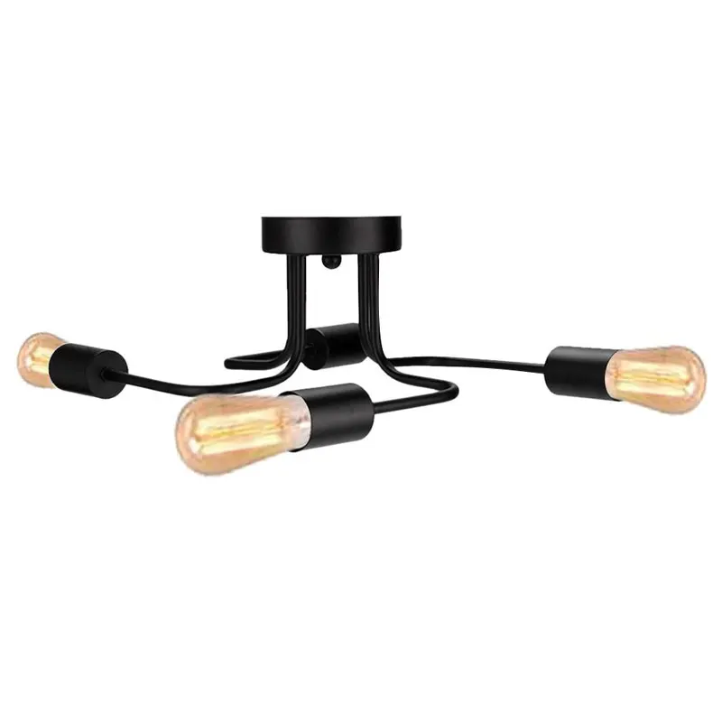 

Multiple Rod metal chandelier Vintage Iron Ceiling Lamp Edison E27 Bulb Lamparas for Home Lighting Fixture Nordic Kitchen island