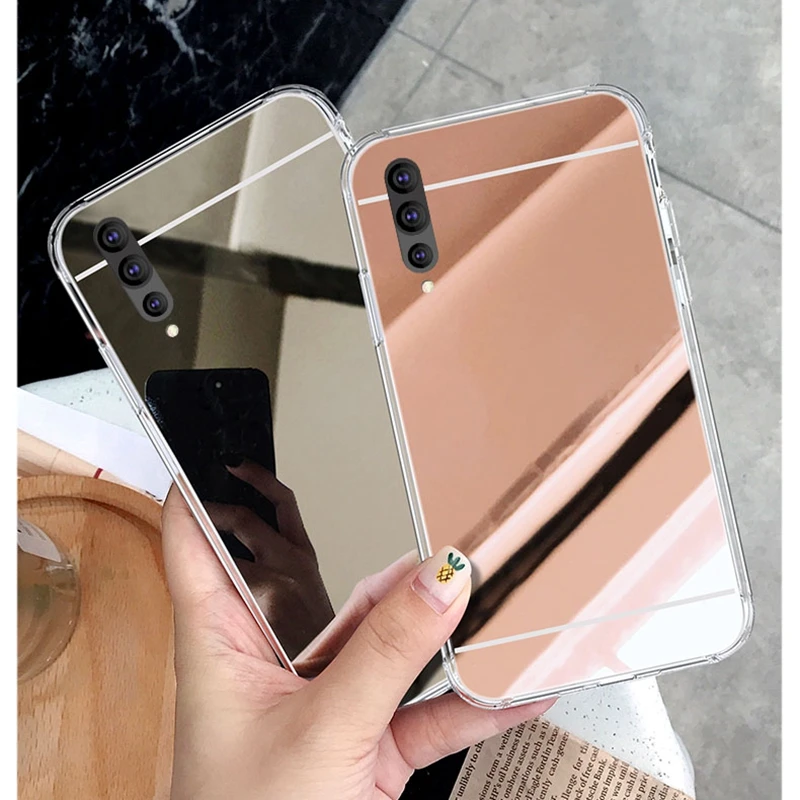 

Electroplate Plating Mirror Makeup Case for Huawei P Smart 2019 Psmart Plus 2018 HONOR 10 9 8 Lite 8A 8C Soft TPU Silicone Cover