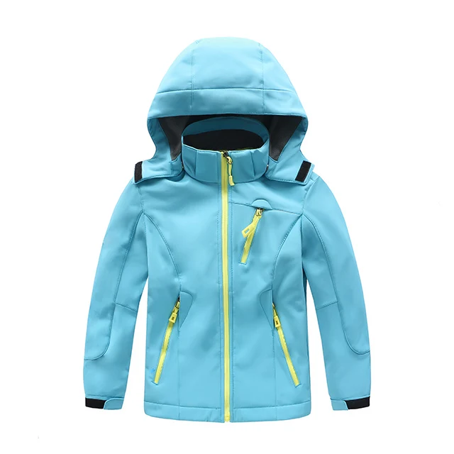 2 шт. уличная Водонепроницаемая детская флисовая походная одежда для мальчиков и девочек зимняя флисовая куртка+ штаны лыжный походный спортивный костюм - Цвет: sky blue jacket