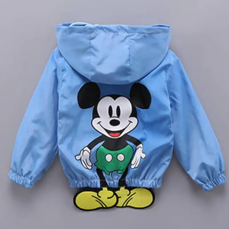 Blue Новинка года; manteau fille; одежда для малышей Куртки с рисунком Минни Маус куртка для малышей бейсбольная ветрозащитная верхняя одежда для детей 1-6 лет - Color: Blue