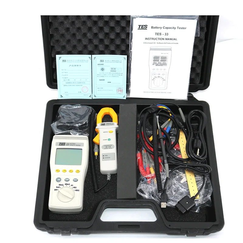 TES-33 тестер емкости батареи DCA/DCV/Емкость/сопротивление/температура с USB Datalogge