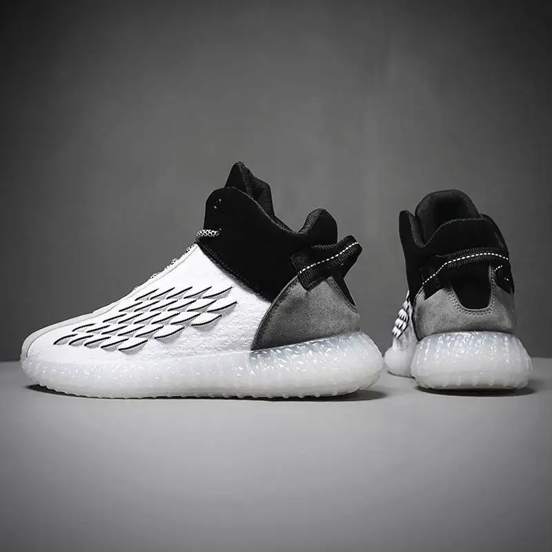 Autumn high top Warm and breathable sports shoes Fashion handsome personality light and soft Running Coconut Casual Shoes - Color: White