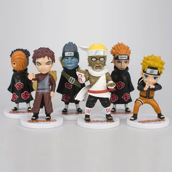 

[Funny] 6pcs/lot Anime Naruto Tobi Yahiko Gaara Kisame Killer Bee action figure Statue PVC toy collection model kids child gift