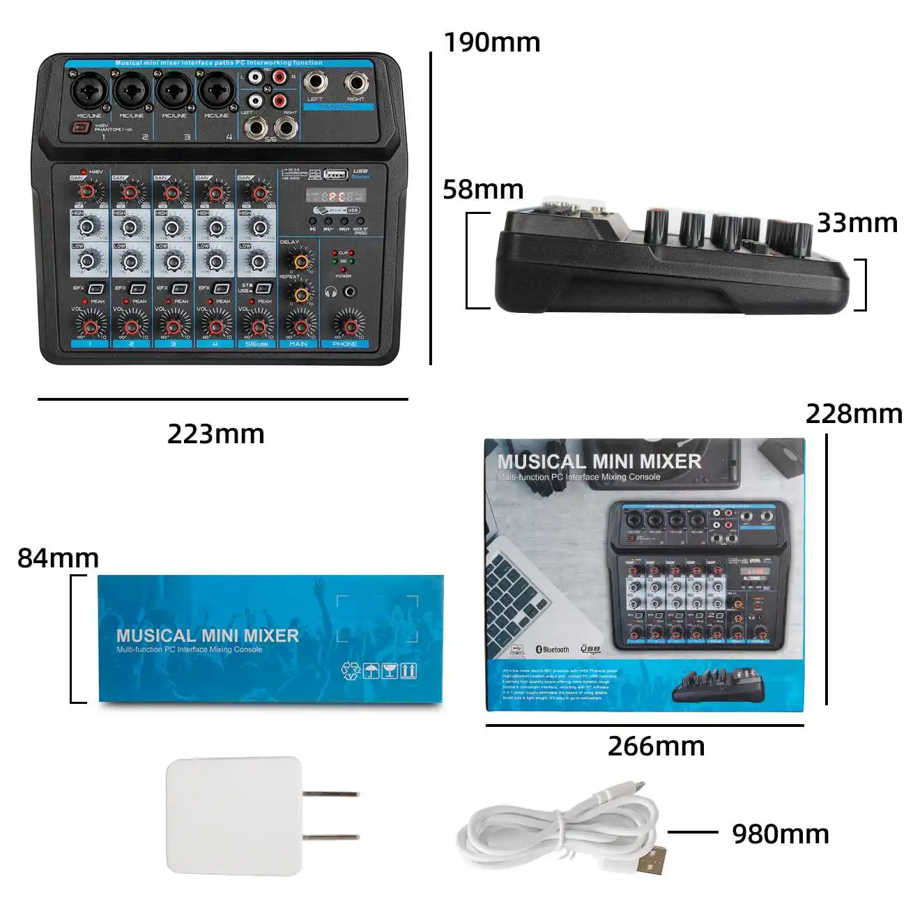 Professional MINI Mixer Audio dj Equipment 4 6