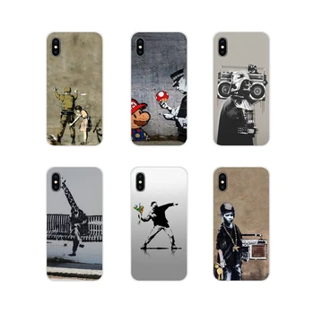 

For Xiaomi Redmi 4A S2 Note 3 3S 4 4X 5 Plus 6 7 6A Pro Pocophone F1 Transparent Clear TPU Case Funny Street Art Banksy Graffiti