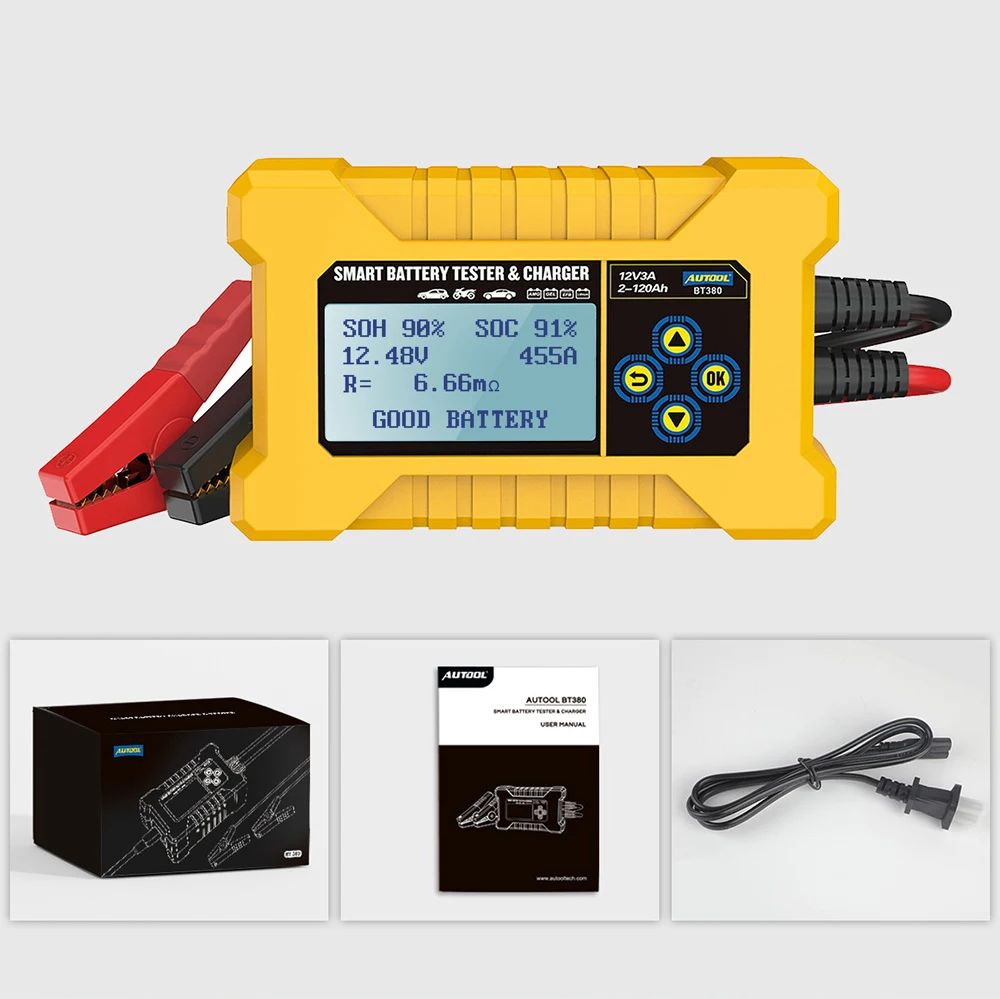 NEW Original AUTOOL BT380 12V CCA2400 Car Battery Tester Battery Charger Tester Analyzer 220V