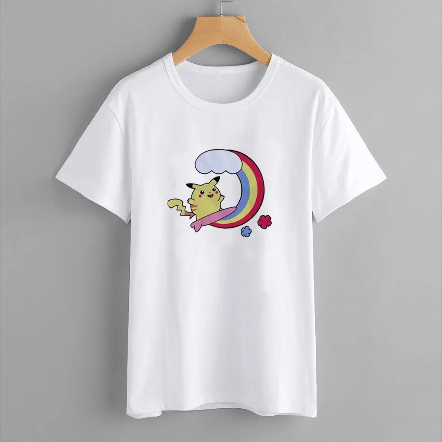 Аниме Harajuku модная женская футболка покемон забавная Snorlax Togepi белка японская футболка Пикачу женские топы Эстетическая одежда