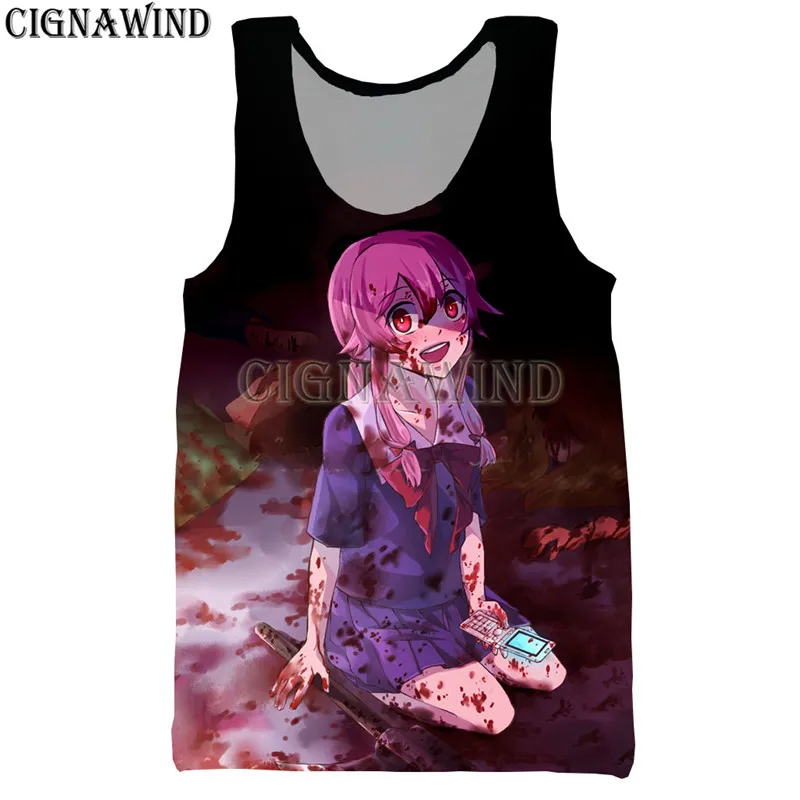Fashion cool Horror Anime Future Diary vest men/women 3D print vests unisex Harajuku style Bodybuilding streetwear Tops | Мужская одежда