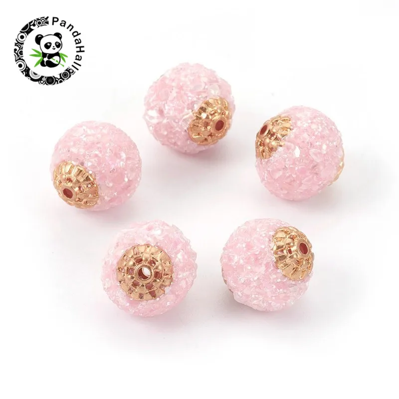 

pandahall 5 pcs Handmade Indonesia Round Glass Beads for Jewelry Necklace Making with Metal Findings 15~15.5x14~15mm Hole: 1.4mm