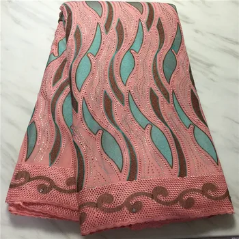 

high quality 5 yards white gold African Swiss cotton voile lace fabric with neat embroidery plus chiffon lace! 14L062306