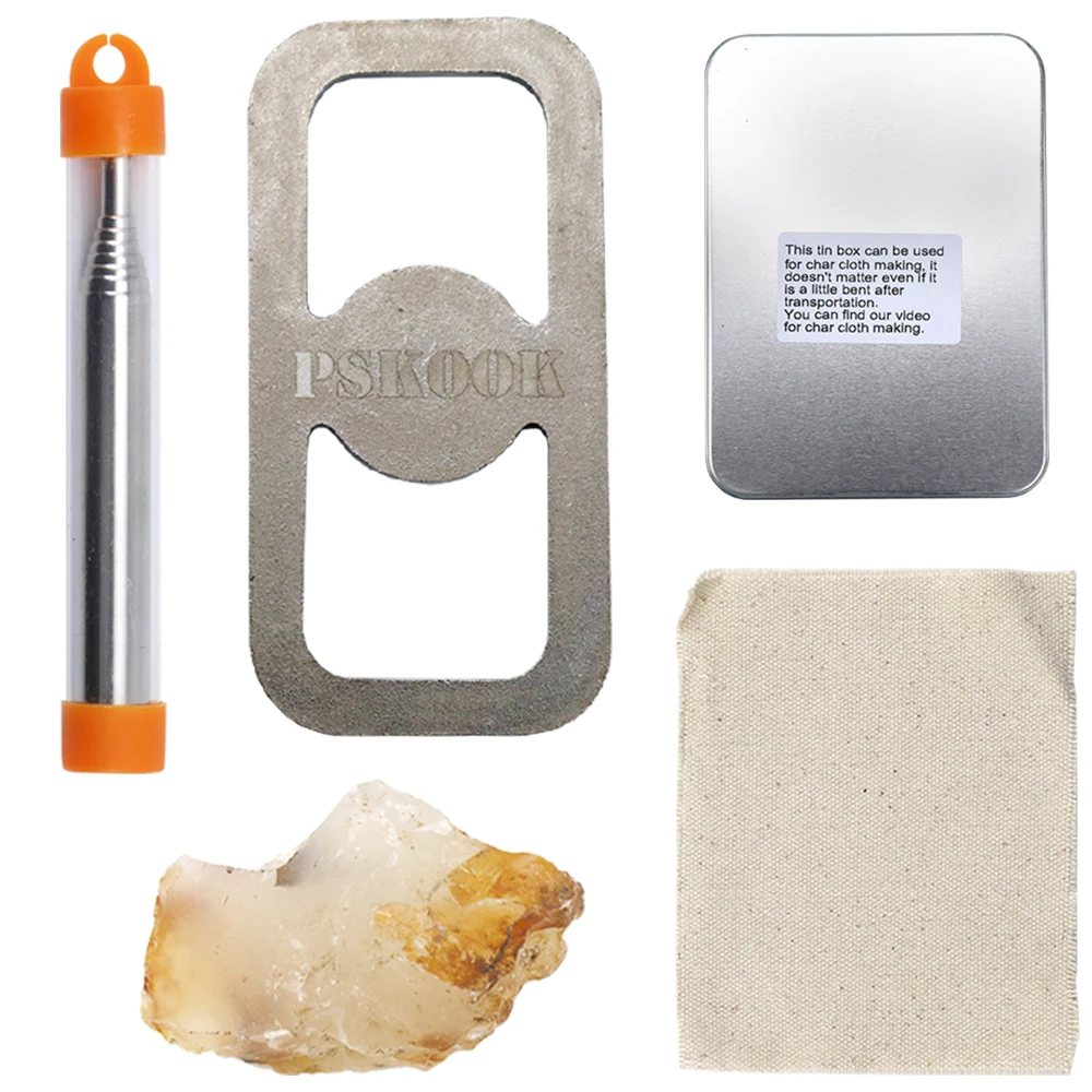 Outdoor Fire Starters Flint Stone Steel Striker Kit Primitive Fire