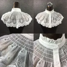 Мода Дикий Поддельный Воротник невесты платье декоративные пуговицы Кружева полые воротник-стойка D08E