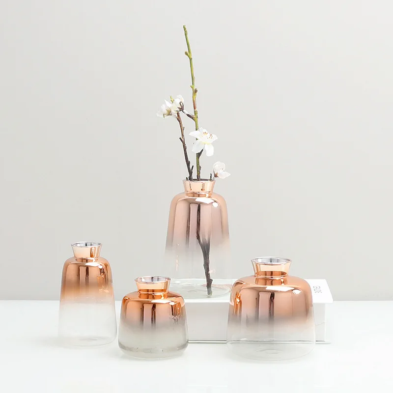 

Gold Vase Flower Vase Modern Rose Gold Gradual Change Glass Vase Dry Flower Vase Decoration Home Flower Vases for Homes