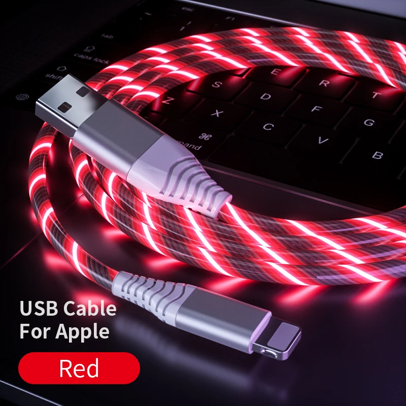 Meide 2 м осветительный светильник LEB USB кабель для быстрой зарядки типа C/Micro/Apple для samsung XiaoMi HUIWEI OPPO LG iphone11 - Цвет: For  Apple Red