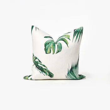 

DUNXDECO Cushion Cover Decorative Pillow Case Cojines Modern Nordic Plants Green Leaf Fresh Coussin Sofa Chair Seat Cushion