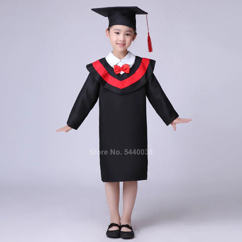 Primary School Uniform Kids Graduation Dress Gown with Hat Clothing Set Doctor Cosplay Costumes Student Boy Girl Bachelor Wear