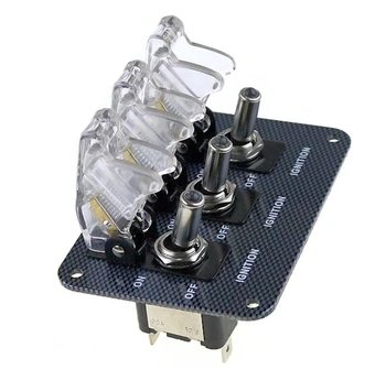 

High quality white DC12V-20A LED indicator switch combination switch Carbon Fiber Surface Pane