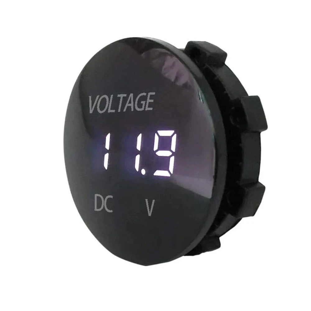 DC 5V-48V LED Mini Round Waterproof Motorboat Motorcycle Panel Digital Voltmeter Tester Monitor Display Voltmeter 10m tape measure