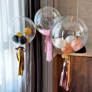 

100pcs/lot 10/18/24 inch Transparent Bubble Balloons PVC Super Clear Helium Bobo Light Globos Birthday Wedding Party Decor Gifts