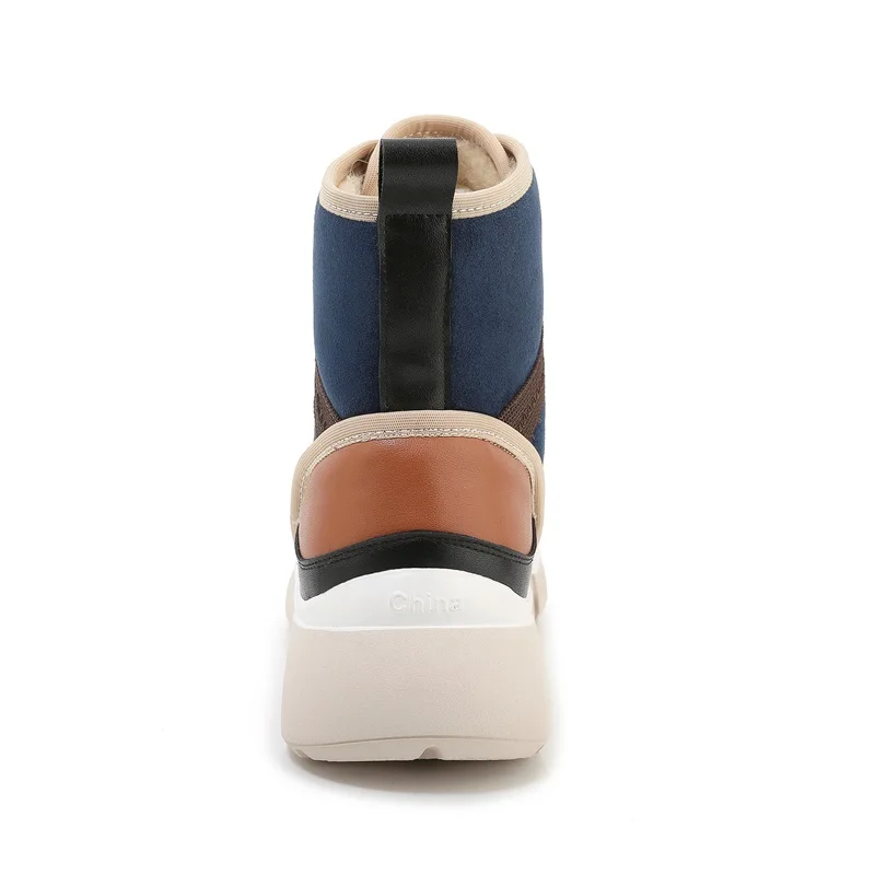 ZVQ winter new concise snow boots outside casual plush warm mid heels platform cow suede mixed colors women shoes drop shipping