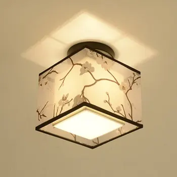 

Traditional Chinese Led Ceiling Light Lamp Hallway Bedroom Living Room Hotel Decorative Lights Fabric Lampshade Ceiling Lamp