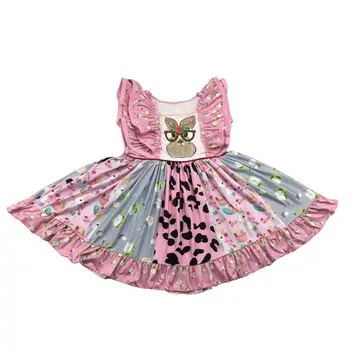 

Amazing girl holiday Easter bunny twirl style dress sleeveless girls twirly ruffles dress
