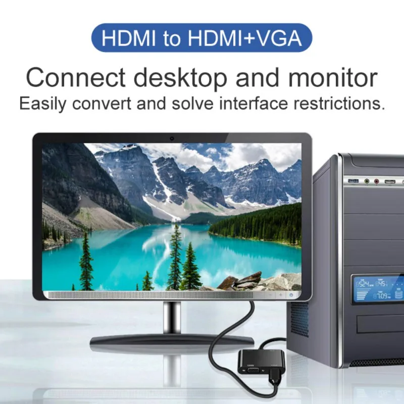 1080P HDMI к HDMI/VGA кабель конвертер адаптер с аудио 3 5 мм USB порт для ноутбука ПК