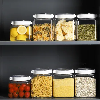 

Pressing Type Kitchen Sealed Jars Candy Container Household Grains Cereals Storage Box