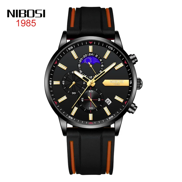 2021 New NIBOSI Brand Fashion Watch For Men Quartz Sports Stainless Steel Waterproof Chronograph Mens Watches Relogio Masculino J