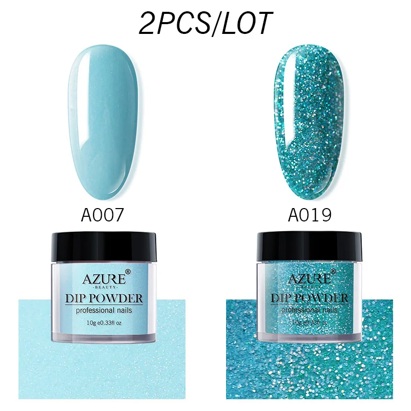 2PCS KIT06 Лазурный красивый голографический Dip порошок для дизайна ногтей градиентный цвет погружающийся порошок блеск для дизайна ногтей Пудра для украшения ногтей нужен базовый гель-топ - Цвет: 2PCS KIT06