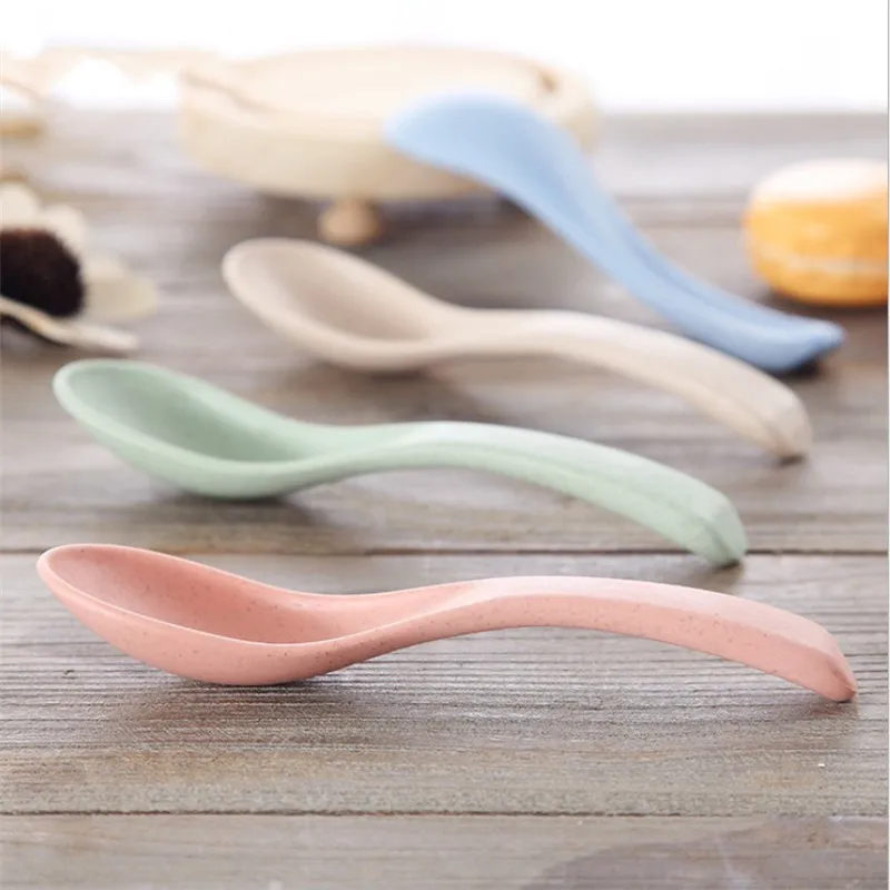 4pcs/set Korean Style Wheat Straw Spoon Kitchen Cooking Utensil Tools Soup Spoon Eco friendly Tableware Kitchen Accessories